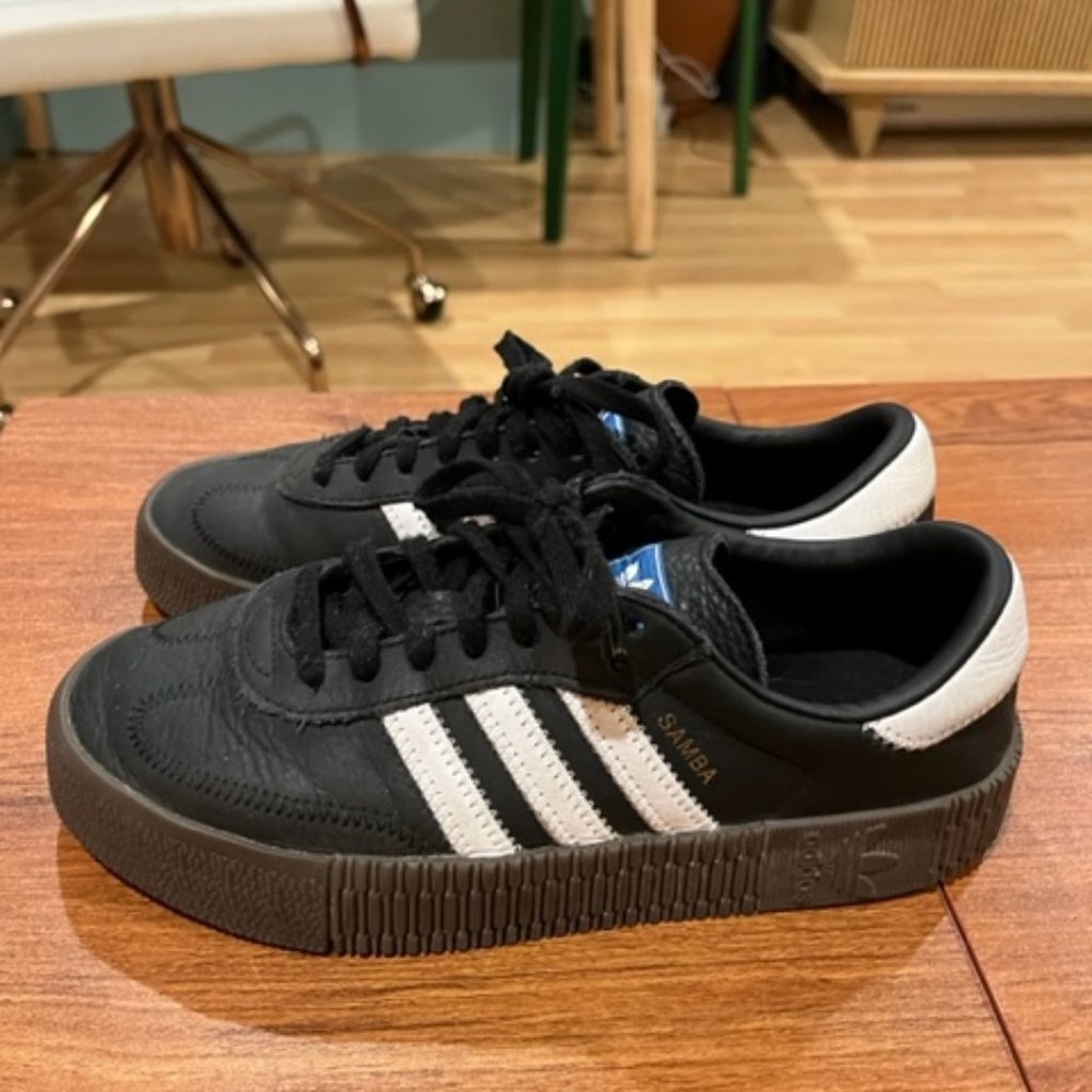 Black leather sambas